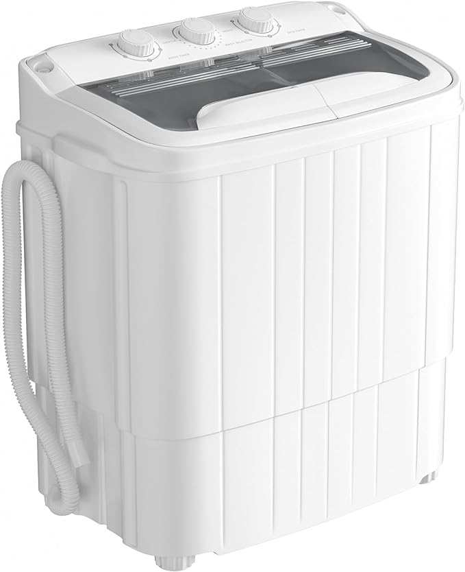 INTERGREAT Portable Washing Machine with Longer Hose, Twin Tub Washer Mini Compact Laundry Machine with Drain Pump, 16lbs Portable Washer Dryer Combo for Dorms, Apartments, Grey