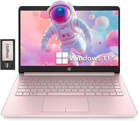 HP Stream 14 HD Lightweight Laptop, Intel Celeron N4120, 16GB RAM, 224GB Storage(64GB eMMC + 160GB Docking Station), Intel UHD Graphics, HD Webcam, 1 Year Office 365, WiFi, Bluetooth, Win 11s, Pink